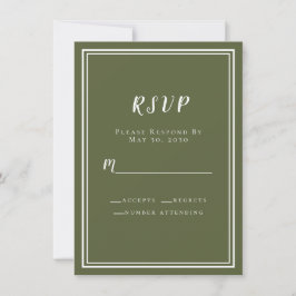 Boda RSVP Simple Moderno Verde Olivo Minimalista