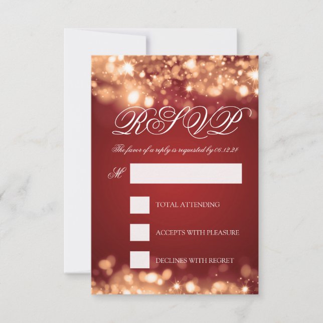 Boda RSVP Sparkling Luces Gold (Anverso)