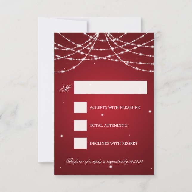 Boda RSVP Sparkling String Red (Anverso)