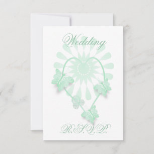 Boda RSVP Tarjeta Peppermint Mariposas Corazón