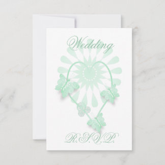 Boda RSVP Tarjeta Peppermint Mariposas Corazón