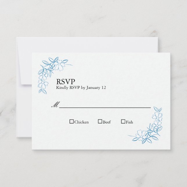 Boda RSVP Tarjetas Vintage Dusty Blue (Anverso)