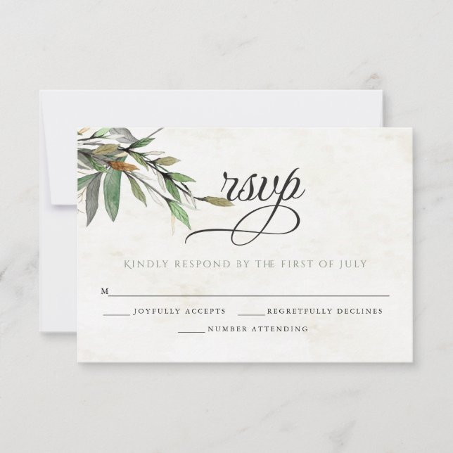 Boda RSVP Watercolor Blossoms Botánicos (Anverso)