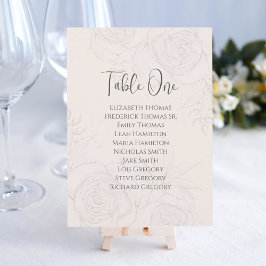 Boda Rubor Elegant Floral Table Number