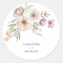 Boda Rubor Pegatina Floral Rosa