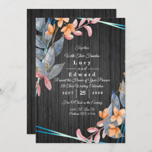 Boda Rubor Pink and Pacific Blue Rustic Wood