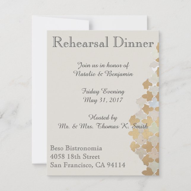 Boda Rustic Romance | Invitación a la cena de ensa (Anverso)