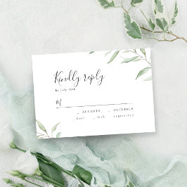 Boda rústica botánica mínima de vegetación RSVP
