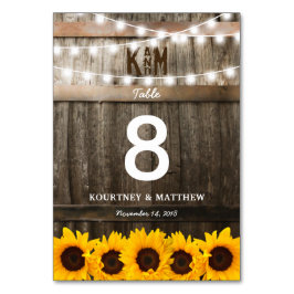Boda Rústica de Campo | Números de Mesa de Girasol