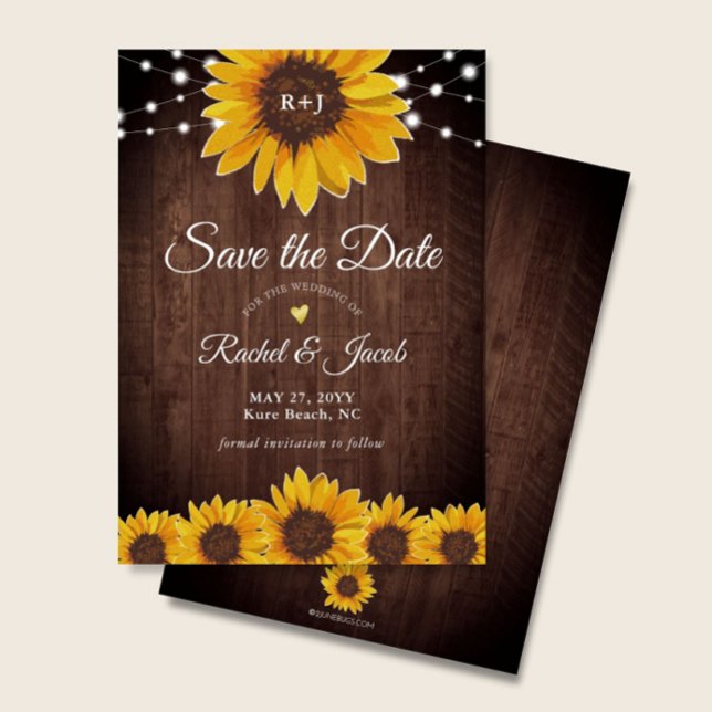 Boda Rústica de Girasol Salven la invitación a la  (Subido por el creador)