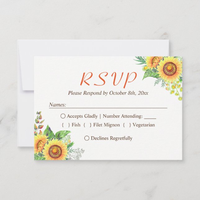 Boda Rústica de la flor del girasol del bebé RSVP (Anverso)