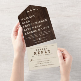 Boda Rústica en Granja Invitación Todo en Uno