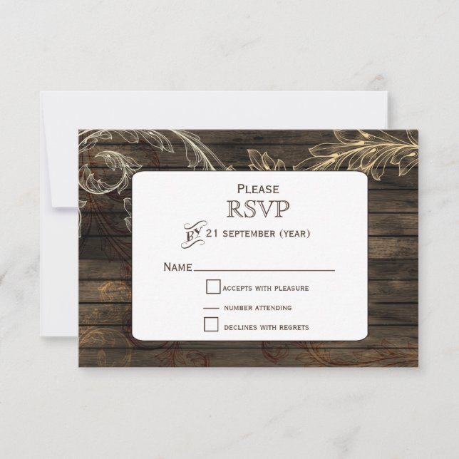 Boda rústica floreciente en Barnwood RSVP (Anverso)