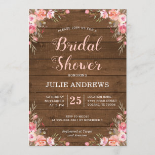 Boda Rústica Invitación Country Chic Floral Madera