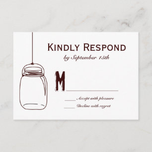 Boda Rústica RSVP Tarjetas Country Mason Jars