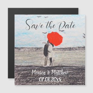 Boda Rústico Amor Pareja Paraguas Rojo