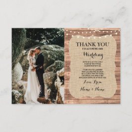Boda Rústico De Fotografía Gracias Tarjeta Burlap 