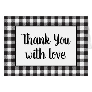 Boda Rústico de Gingham Blanco Negro Plaid Gracias