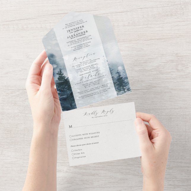 Boda Rústico De Moda Todo En Una Invitación (desgarro)