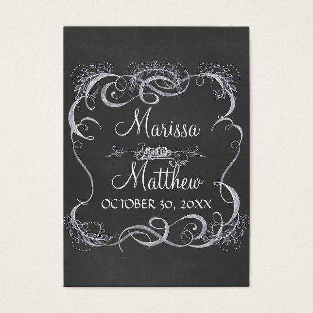 Boda Rústico de Swirl Chalkboard Typographic Leaf (Frente)