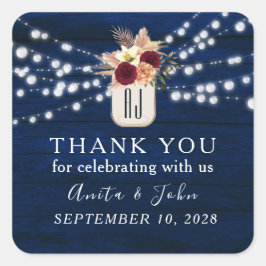 Boda Rústico Gracias Pegatina