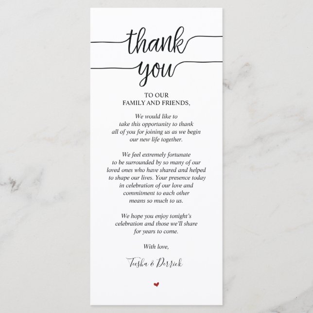 Boda Rústico Gracias por colocar tarjeta de config (Anverso)