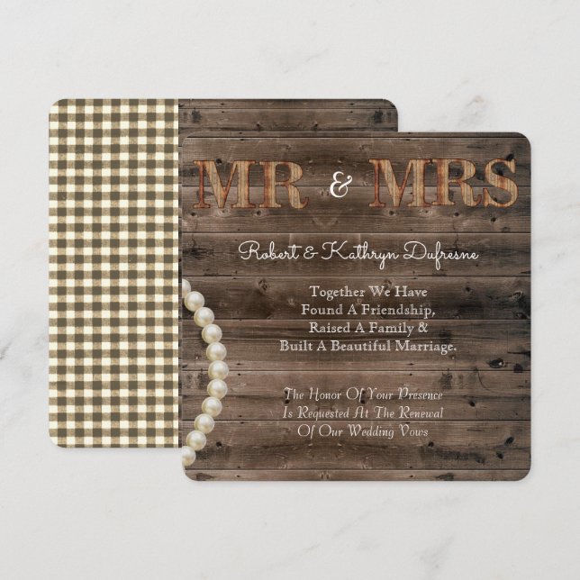 Boda Rústico promete una invitación para la renova (Anverso / Reverso)