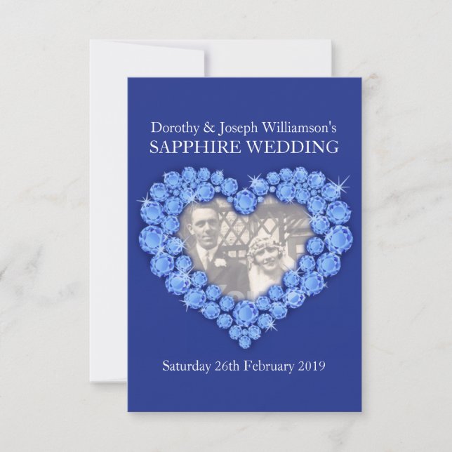 Boda Sapphire corazón añada tu invitación de fiest (Anverso)
