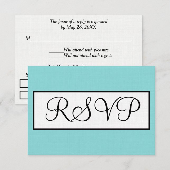 Boda Seafoam Azul Blanco RSVP  (Anverso / Reverso)