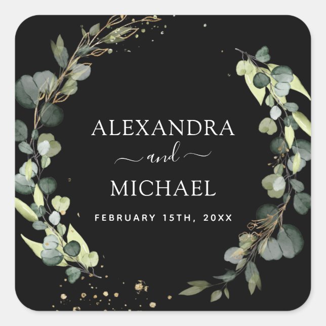 Boda Sello Eucalyptus Greenery Succulent (Anverso)