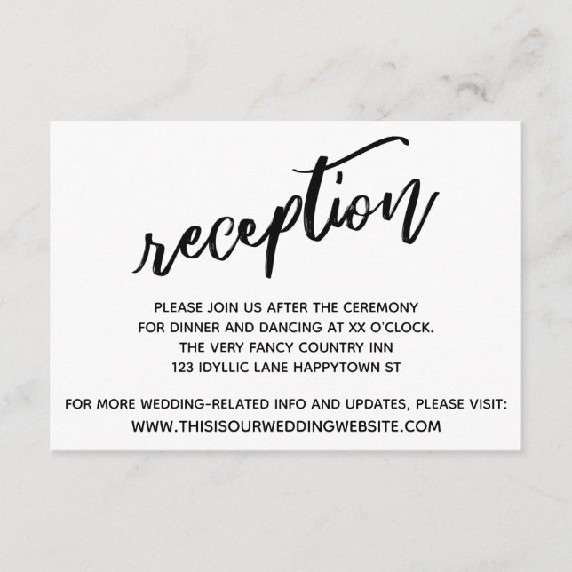 Boda Sencilla de Escritura Informal Recepción (Anverso)