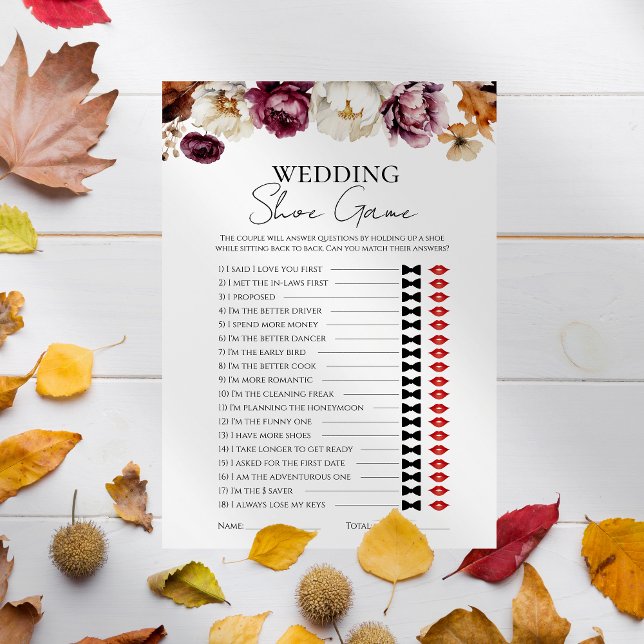 Boda Shoe | Tarjeta de juego Fall Bridal Shower (Subido por el creador)
