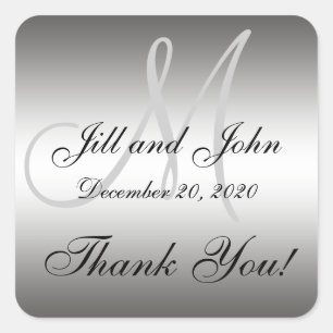 Boda Silver Personalizado Gracias Etiqueta Cuadrad