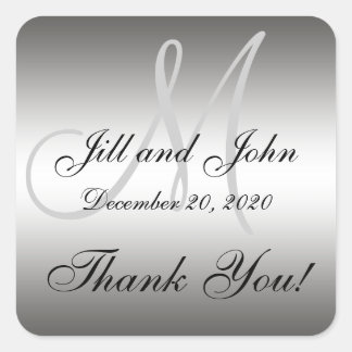 Boda Silver Personalizado Gracias Etiqueta Cuadrad