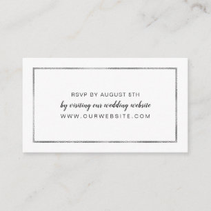 Boda simple con marco plateado RSVP tarjeta en lín