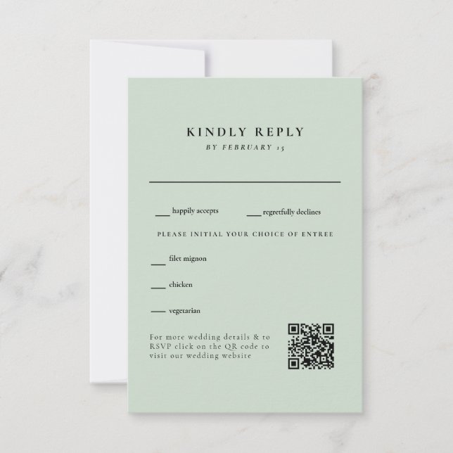 Boda simple de salvia de luz Código QR RSVP (Anverso)