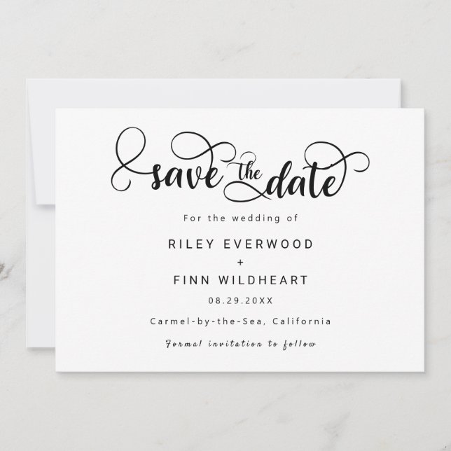 Boda simple de tipografía ahorra la invitación de  (Anverso)