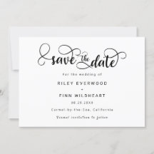 Boda simple de tipografía ahorra la invitación de 