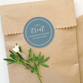 Boda Simple Etiqueta con Letra de Caligrafía Azul