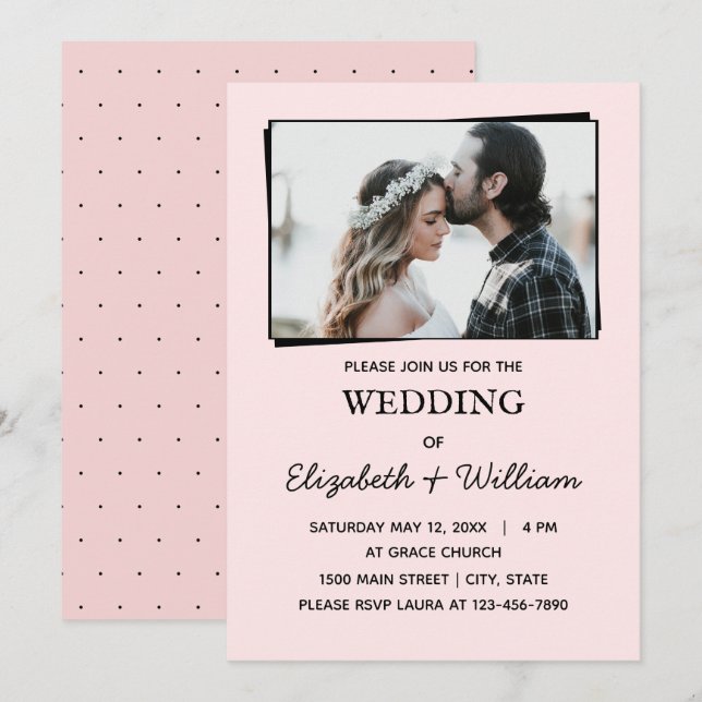 Boda Simple Foto Elegante Invitación (Anverso / Reverso)
