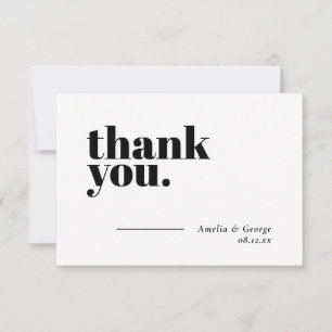 Boda simple Gracias Tarjetas Minimalistas planas