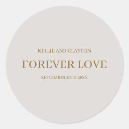 Boda simple gris Pegatina redondo clásico