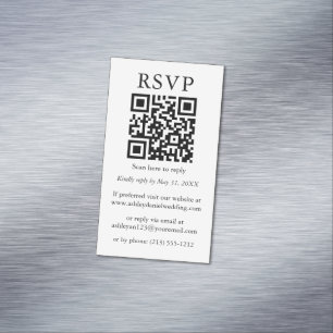 Boda simple minimalista RSVP Tarjetas de imán QR 2