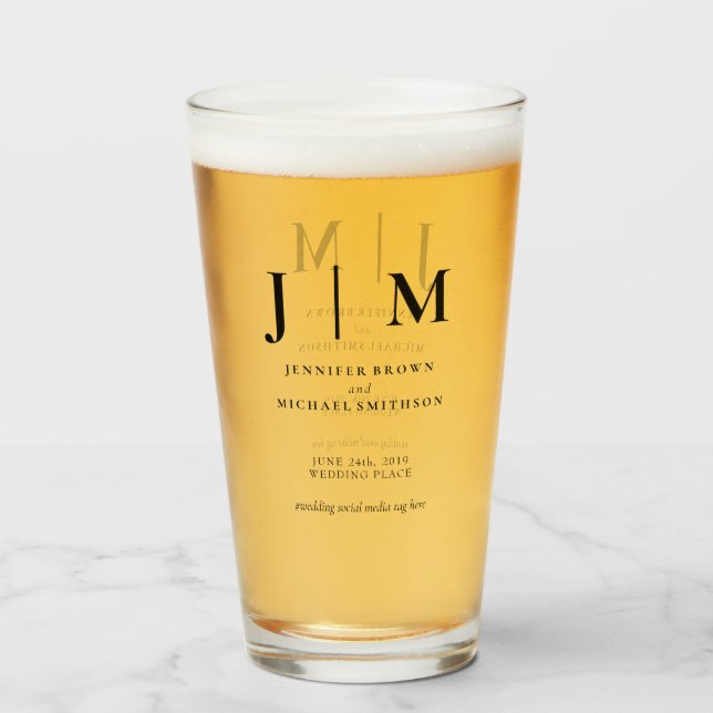 Boda simple minimo moderno negro y blanco (Anverso (lleno))