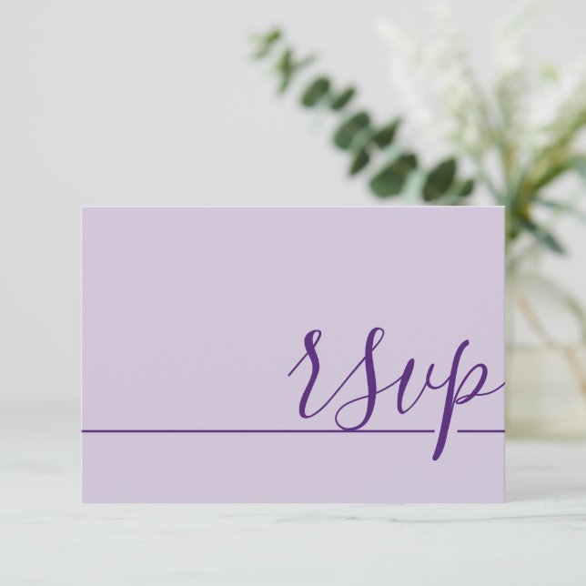 Boda simple RSVP Lilac púrpura (Anverso de pie)