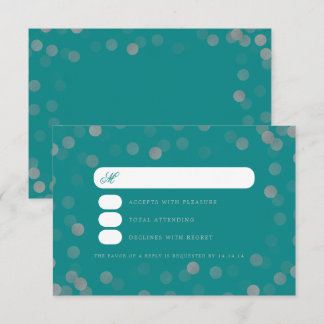 Boda simple Silver Confetti RSVP Verde azulado