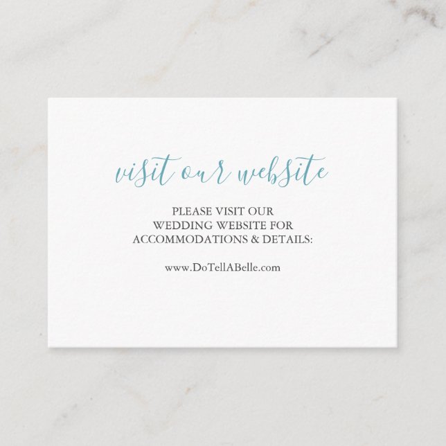 Boda Sitio Web Insertar Tarjeta Azul Turquesa Scri (Anverso)