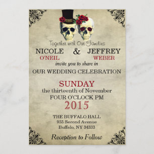 Boda Skeleton Skulls Invitación