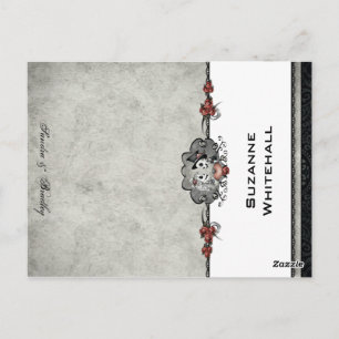 Boda Skeletons Gris AGREGAR NOMBRE Doble Tarjeta d
