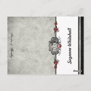 Boda Skeletons Gris AGREGAR NOMBRE Doble Tarjeta d